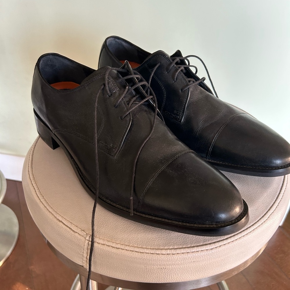 Cole Haan Black Leather Capped Toe Derby Dress Shoes Sz. 13